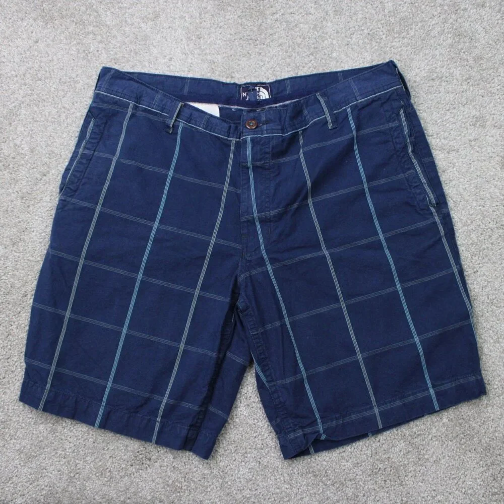 The North Face Chino Shorts Mens 36 Blue 100% Cotton Flat Front w/ 10